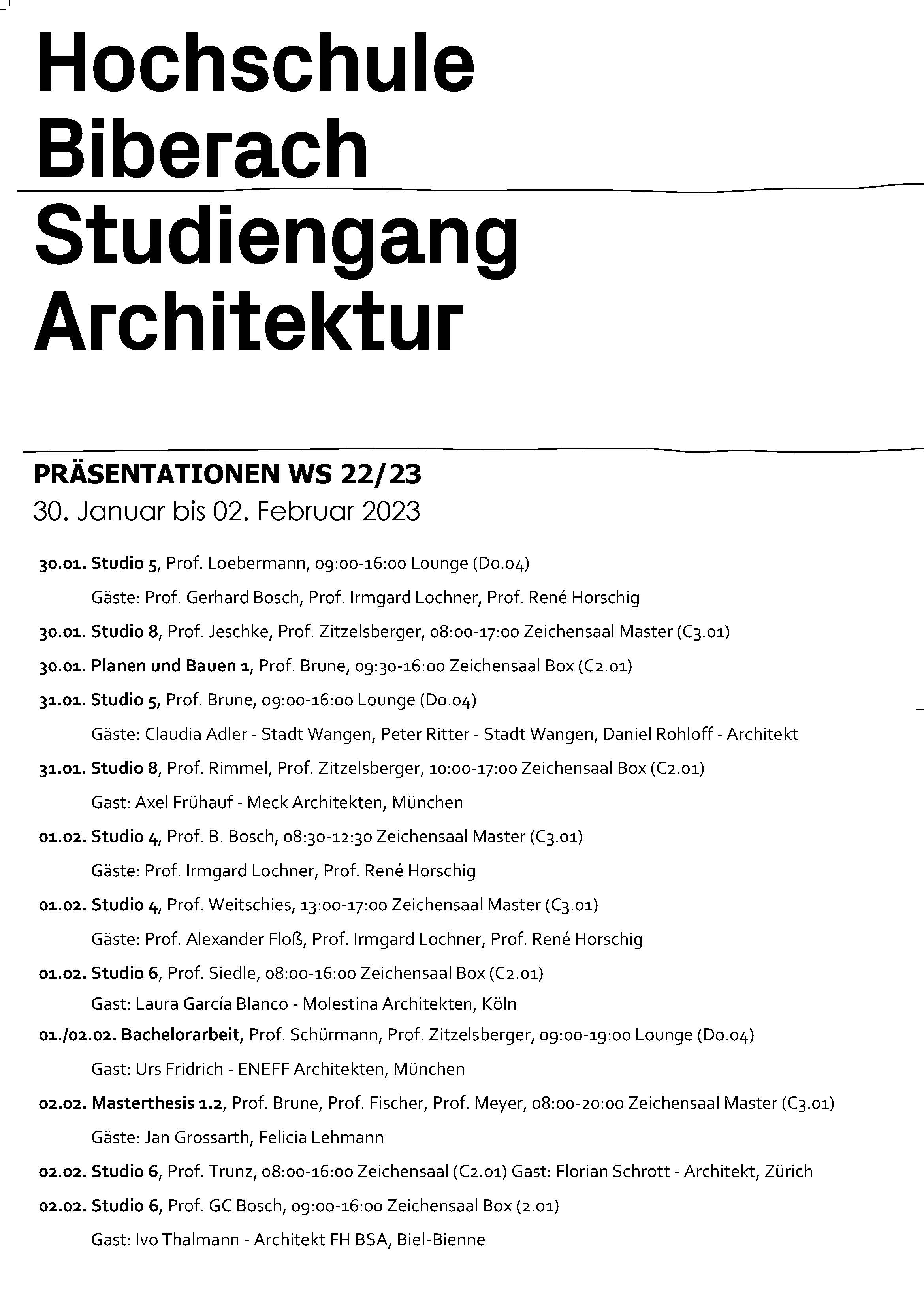Präsentationen Architektur 2023
