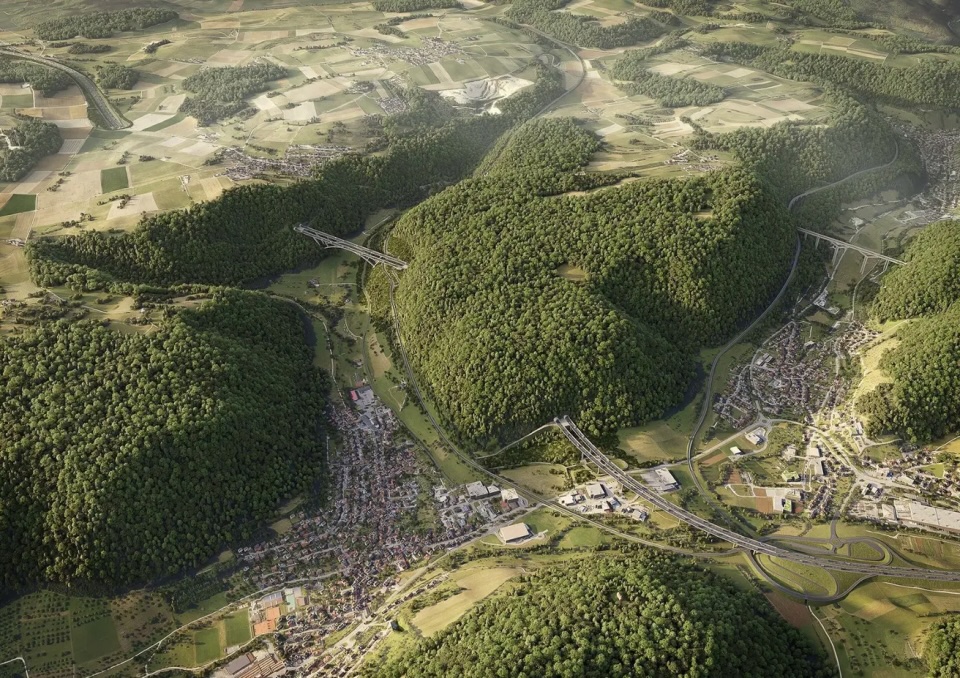 A8 Albaufstieg Simulation von oben 