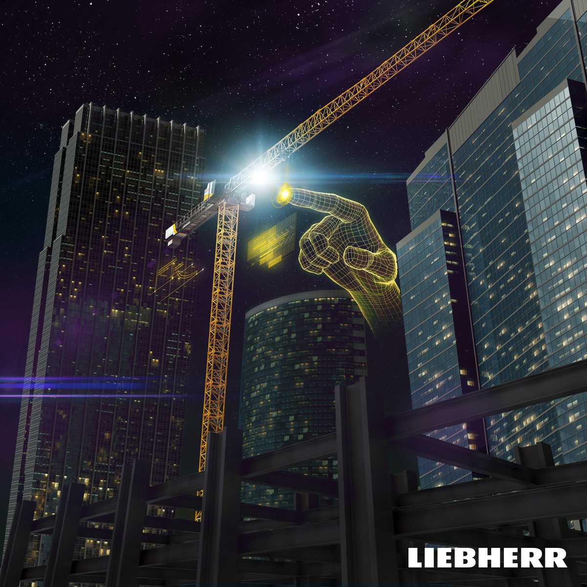 Visualisierung des Liebherr Werk Biberach zum Thema automatisierter Kran 