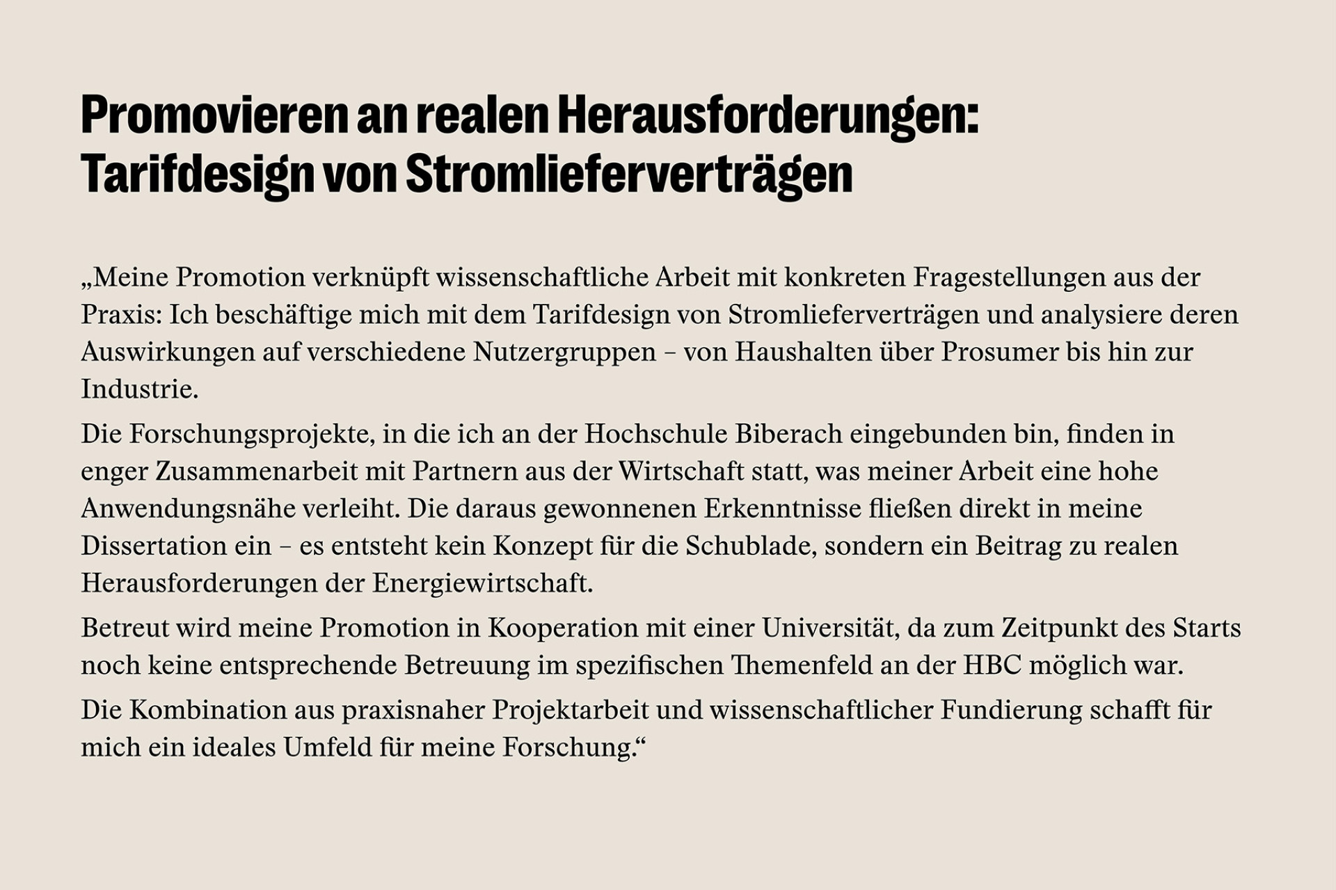 HBC Promovend: Claudius Kübler - Statement