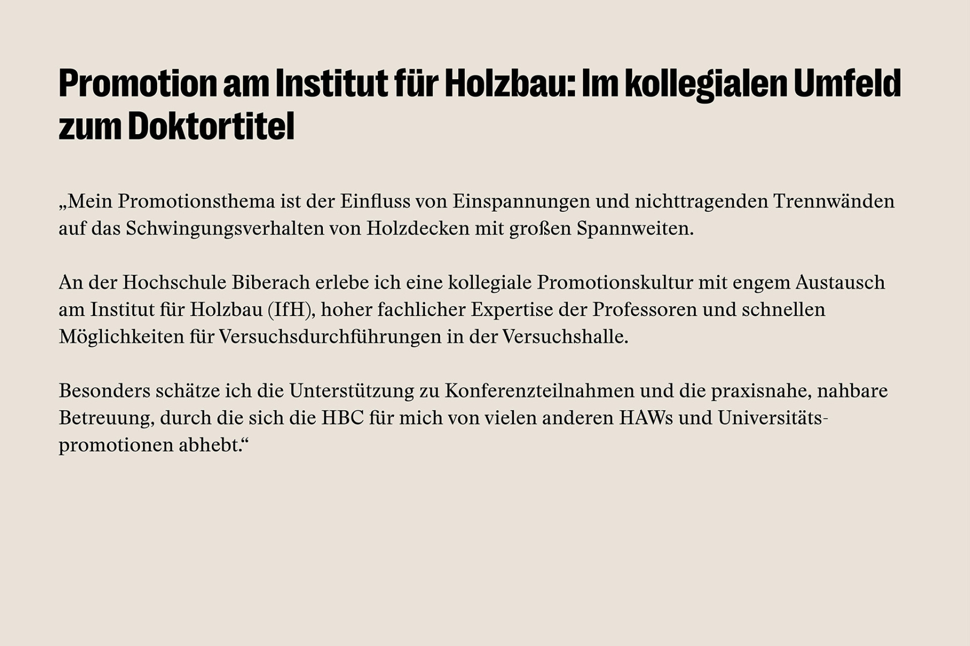 HBC Promovendin: Johannes Ruf - Statement