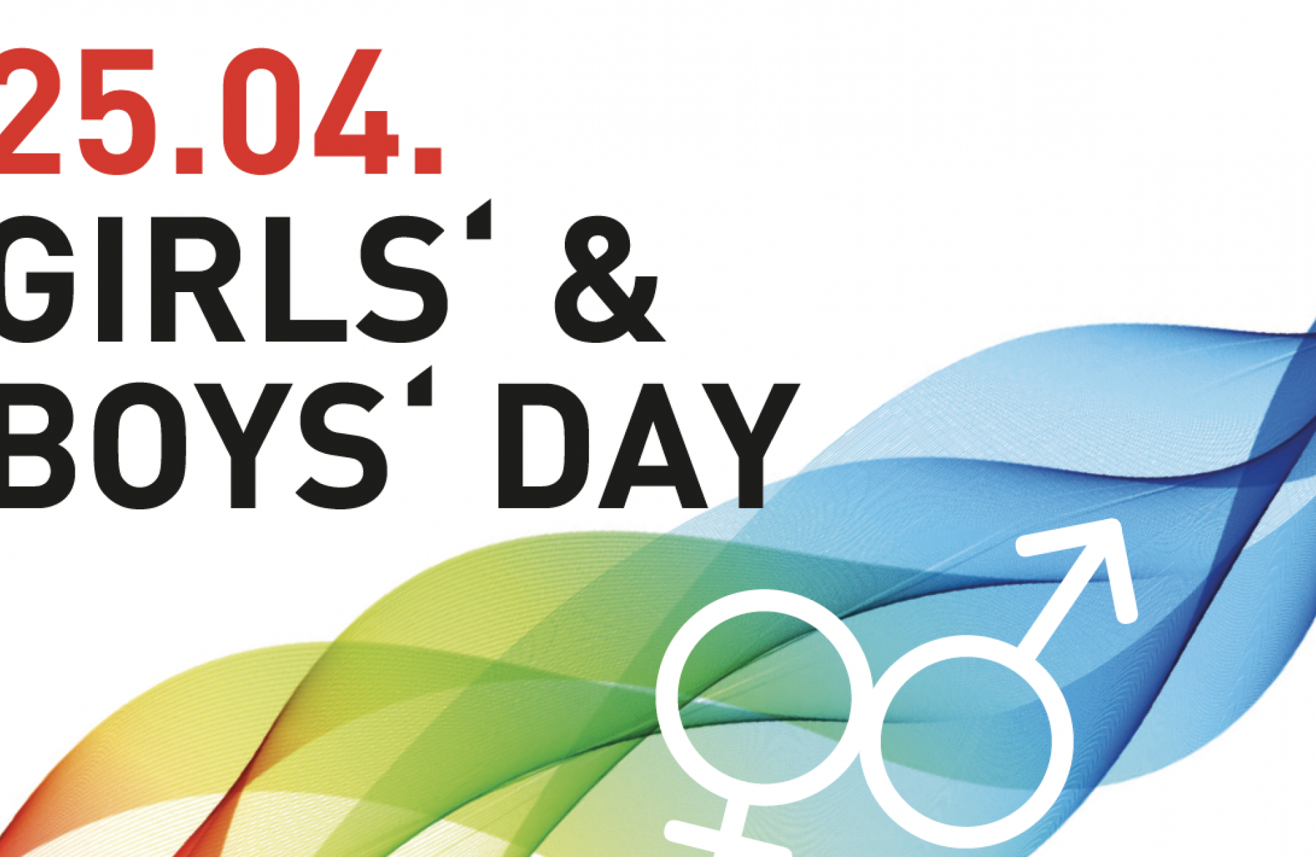 Schriftzug: 25.04. Girls und Boys Day mit bunten Farben 