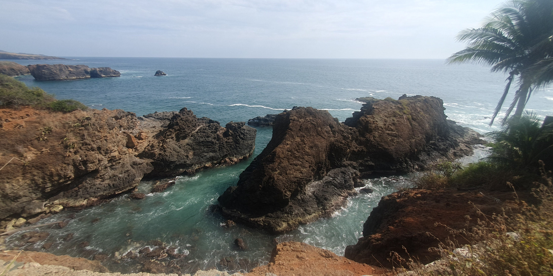 Mee mit Palmen und Gestein