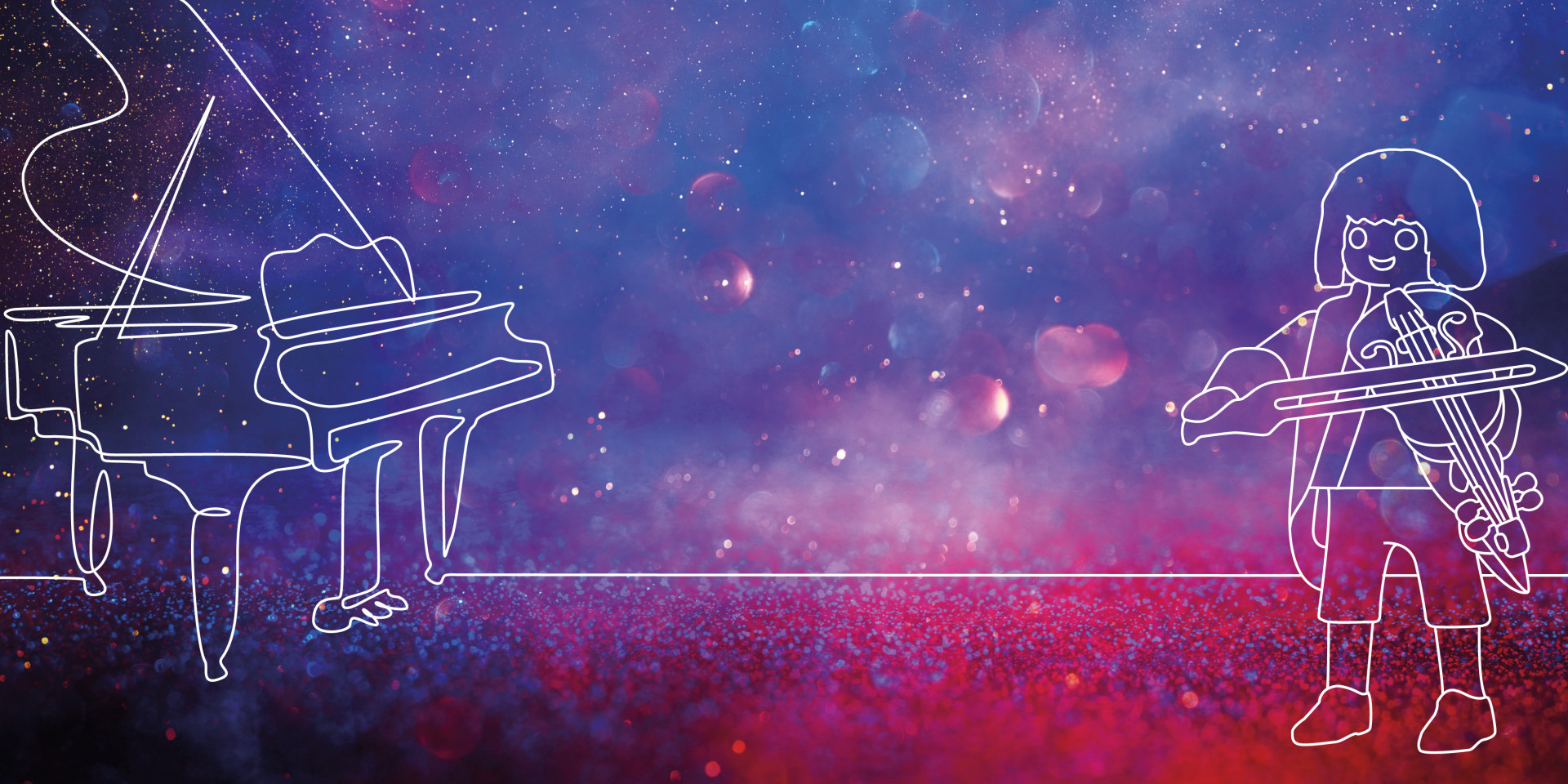 Zeichnung Flügel und Playmobilfigur mit Geige