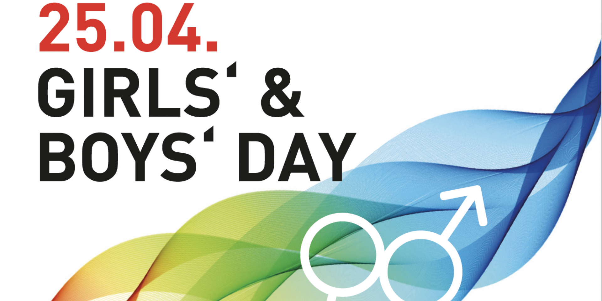 Schriftzug: 25.04. Girls und Boys Day mit bunten Farben 