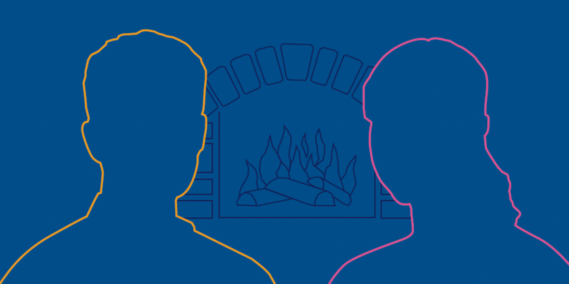 Blaue Grafik mit bunten Personen 