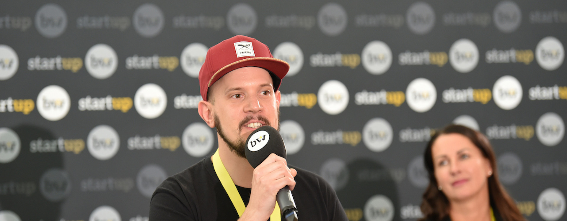 Marcel Moser während des Pitch zum Wettbewerb Gründungsfreundliche Kommune in Stuttgart