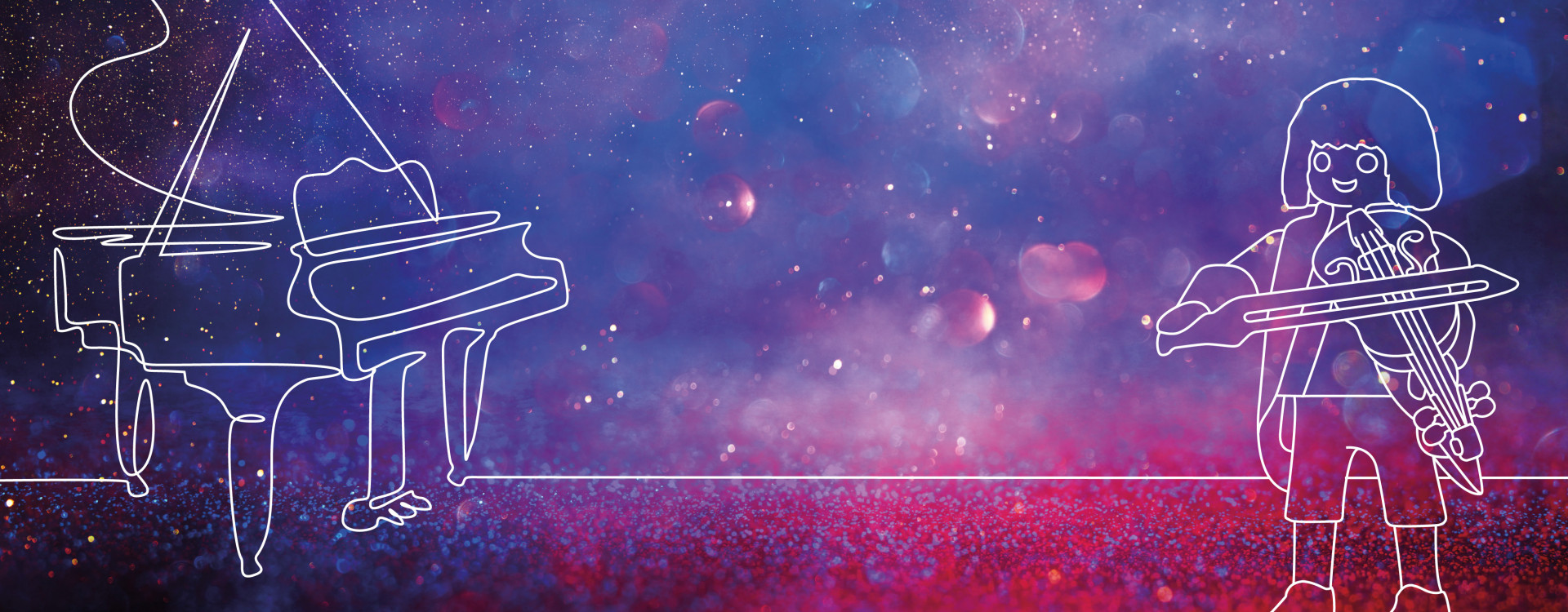 Zeichnung Flügel und Playmobilfigur mit Geige