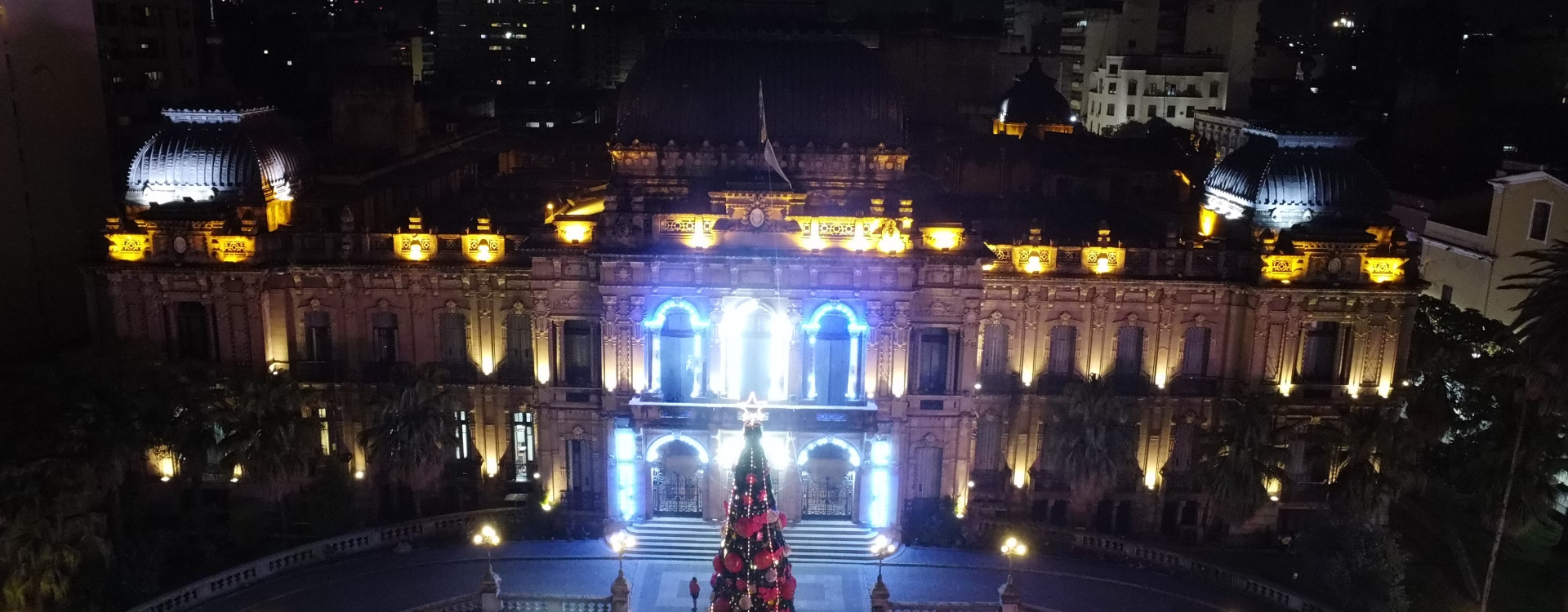 Drohnenaufnahme von großem Weihnachtsbaum in Argentinien