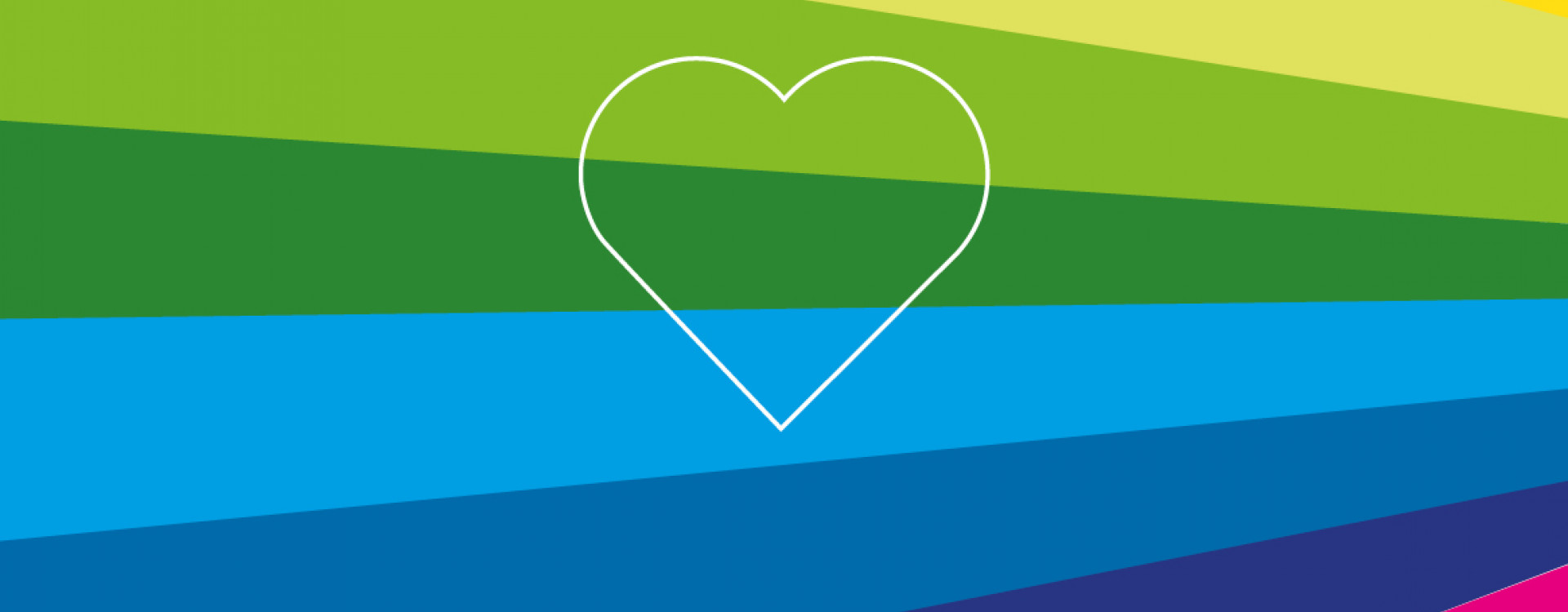 Weißes Herz auf buntem Hintergrund