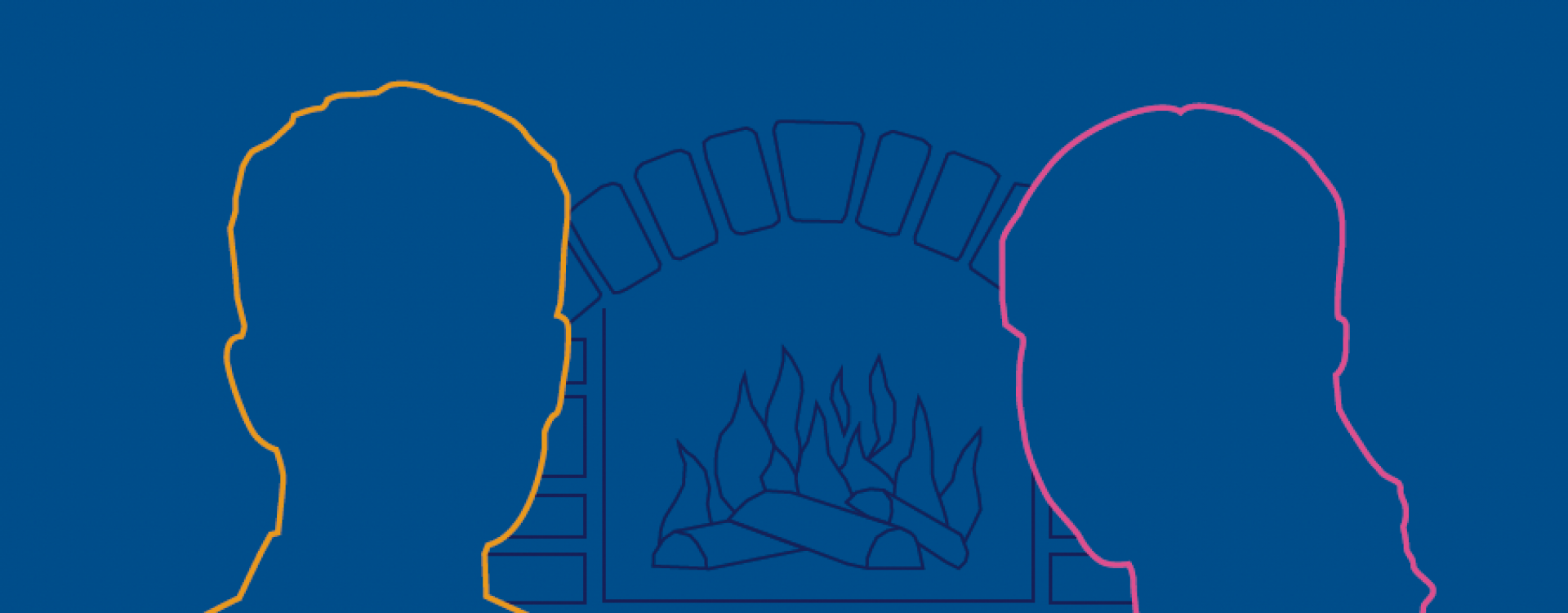 Blaue Grafik mit bunten Personen