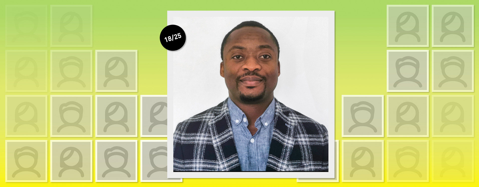 Mann im Porträt vor grün-gelbem Hintergrund