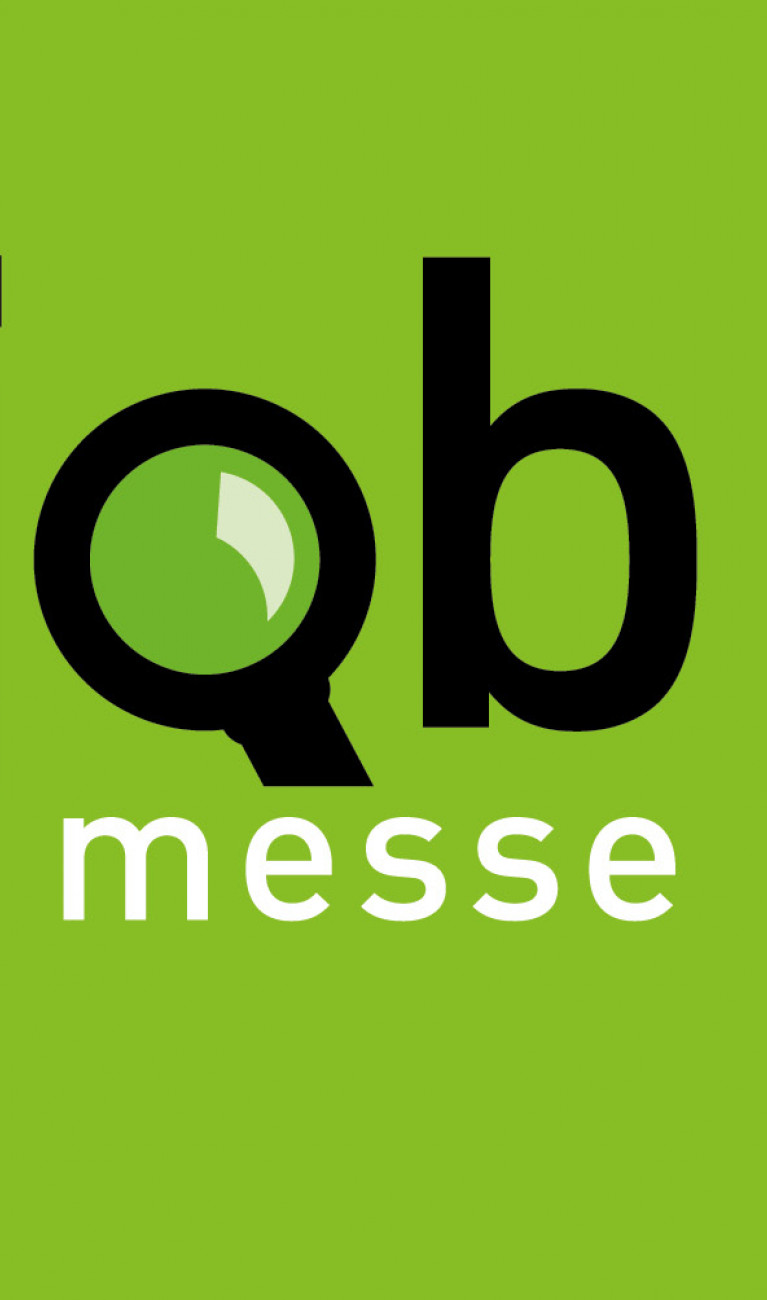 grüner Hintergrund mit Jobmesse geschrieben