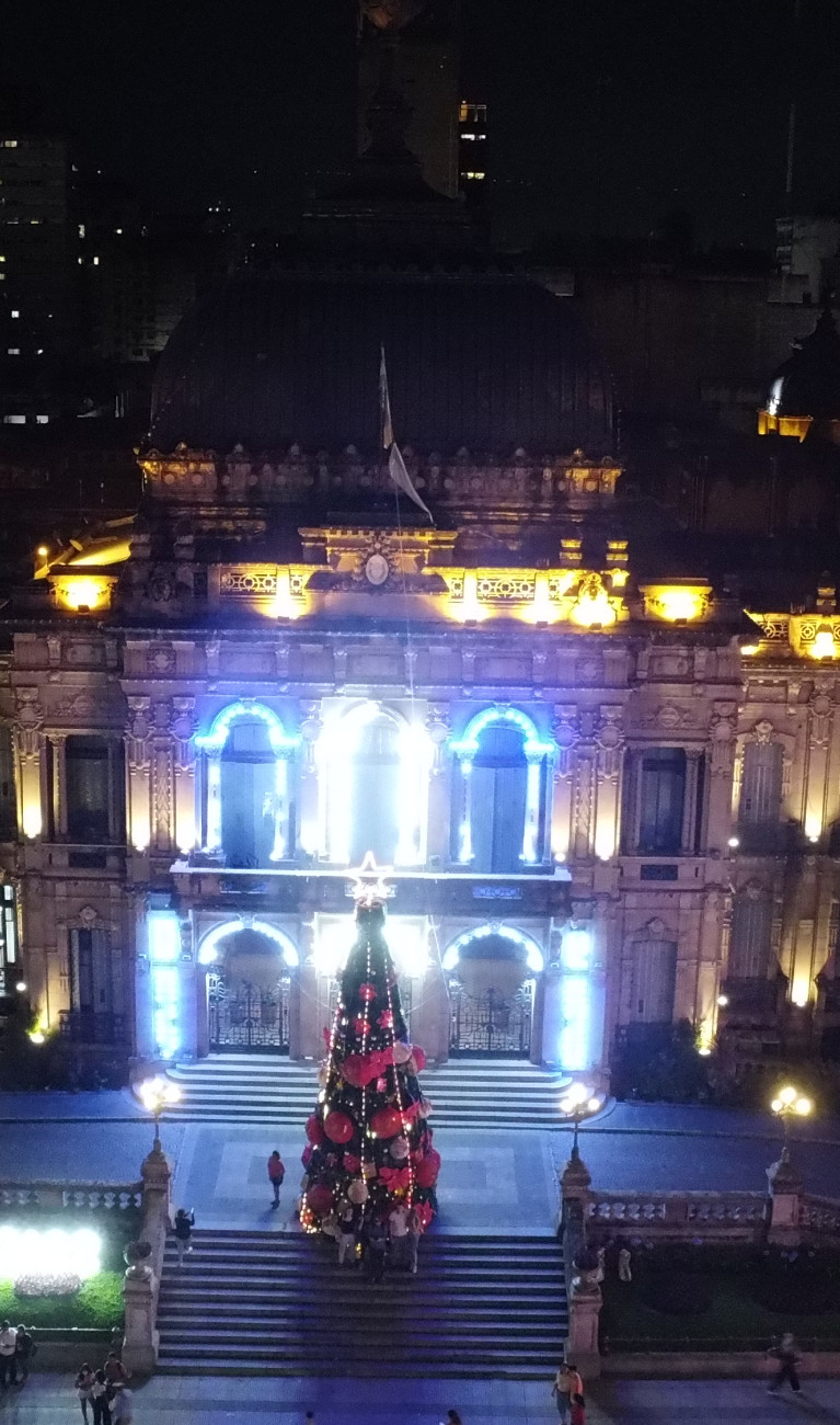 Drohnenaufnahme von großem Weihnachtsbaum in Argentinien
