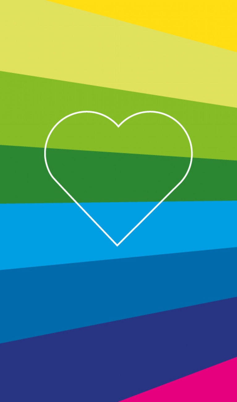 Weißes Herz auf buntem Hintergrund