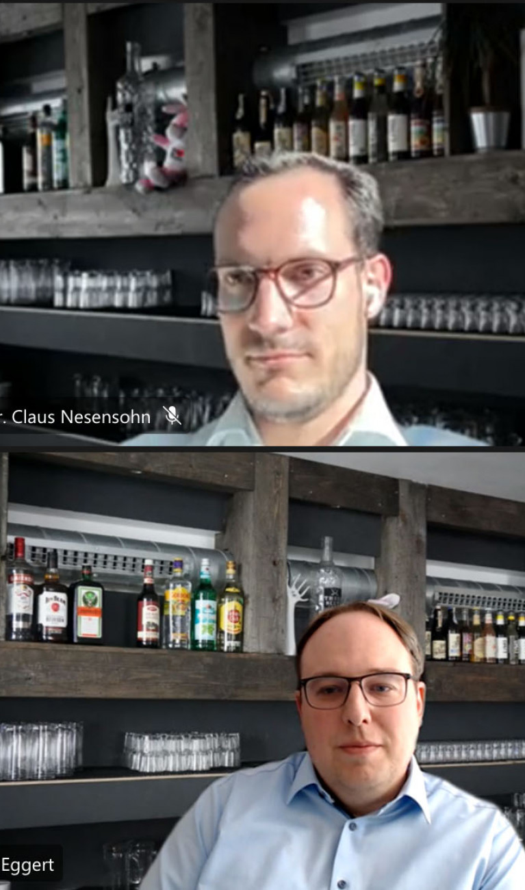 Vier Alumni erzählen beim ersten digitalen Kamingespräch von ihrem Berufsalltag und ihrem Einstieg in die Arbeitswelt