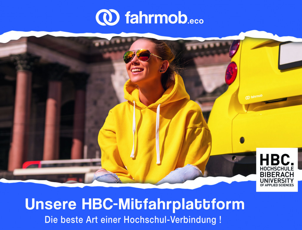 Werbung für Fahrmob: Frau in gelbem Pulli vor gelbem Auto