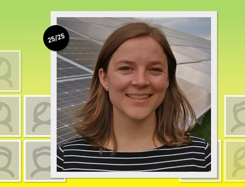 Sophia Bachert im Porträt vor grün-gelbem Hintergrund