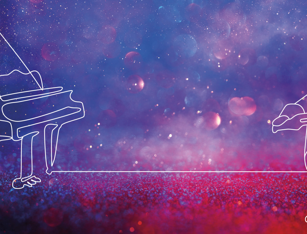 Zeichnung Flügel und Playmobilfigur mit Geige